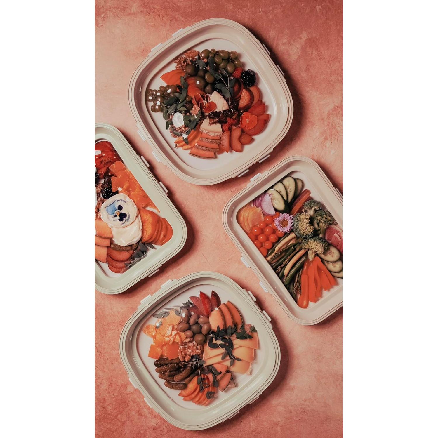 Bandeja de Snack Crudités Rectangular 2 Piezas 3L Blanco Crema