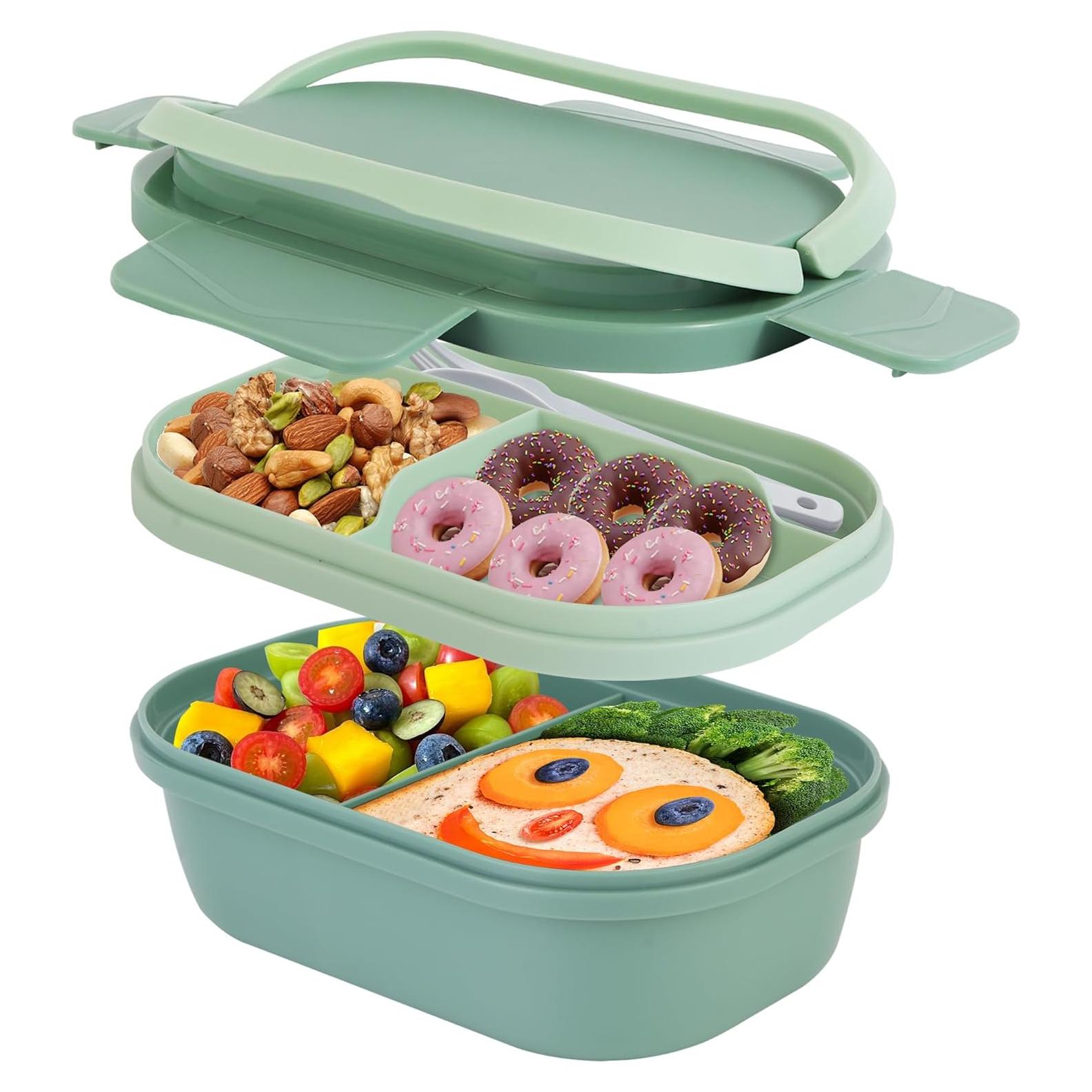Caja Bento ITOPOR Verde Suave 6 Tazas a Prueba de Fugas