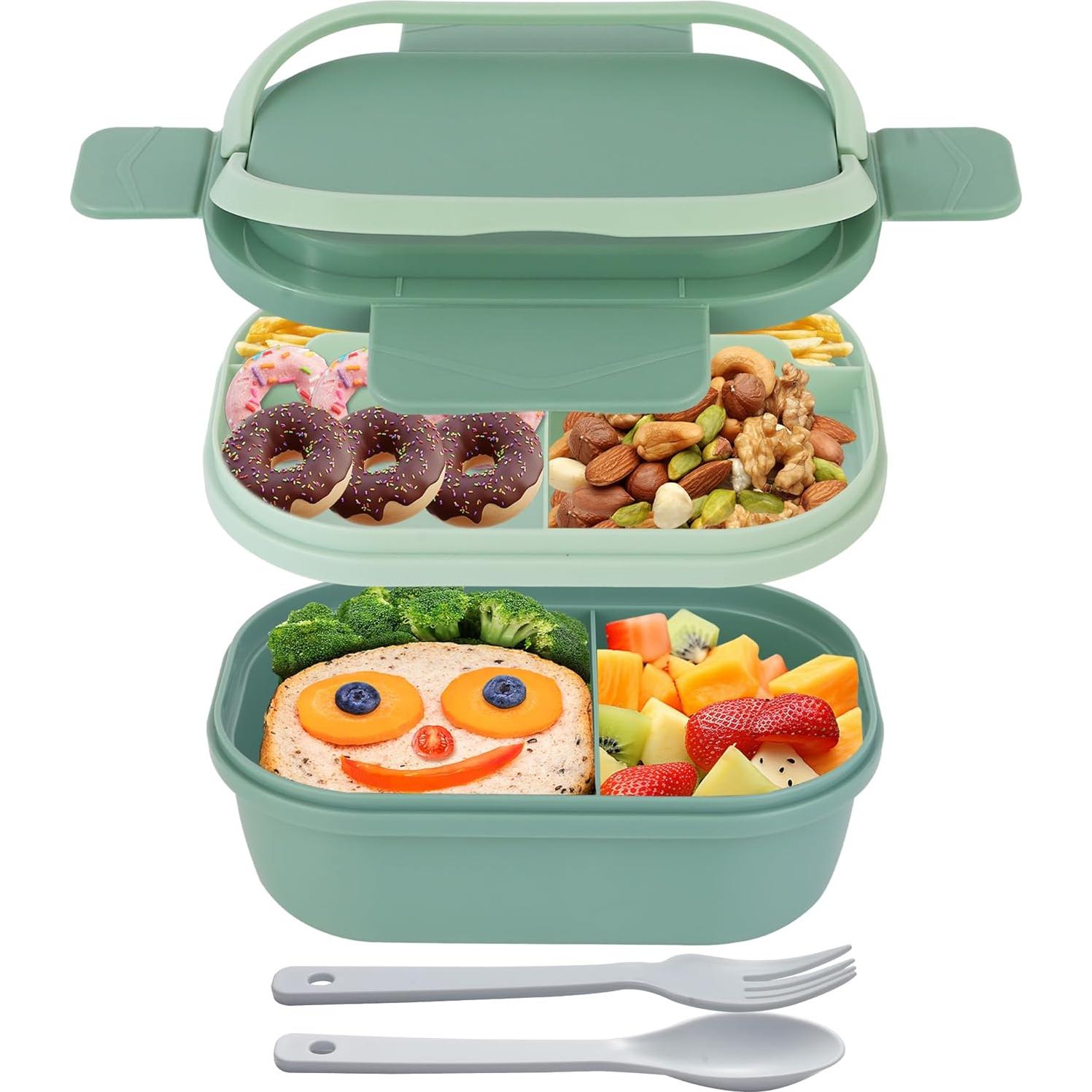 Caja Bento ITOPOR Verde Suave 6 Tazas a Prueba de Fugas