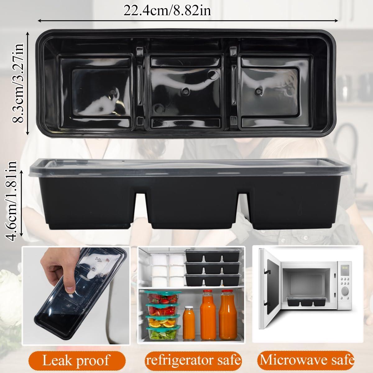 50 Contenedores de Comida Desechables Artuxer 3 Compartimentos