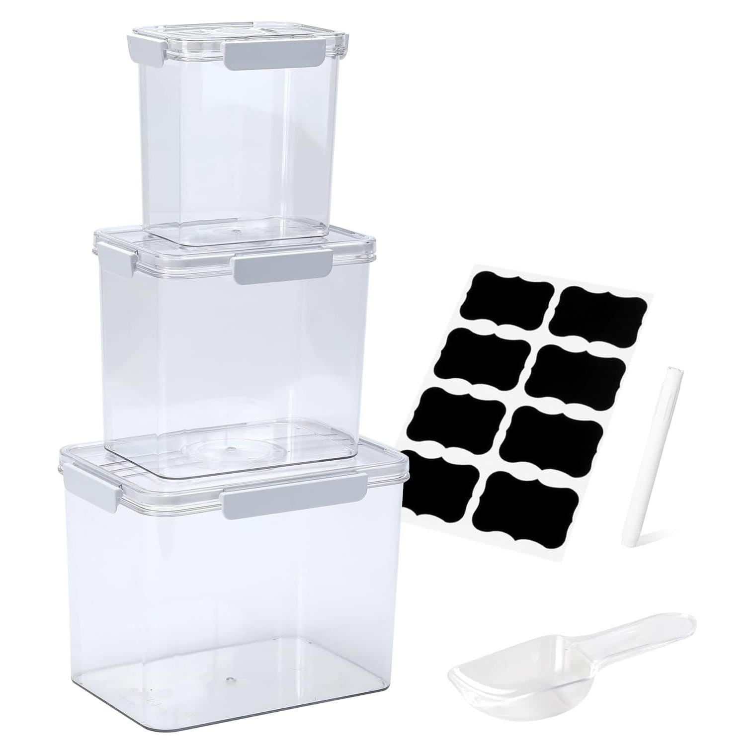 Juego de 3 Contenedores de Cereal Herméticos 1.4L a 5.2L