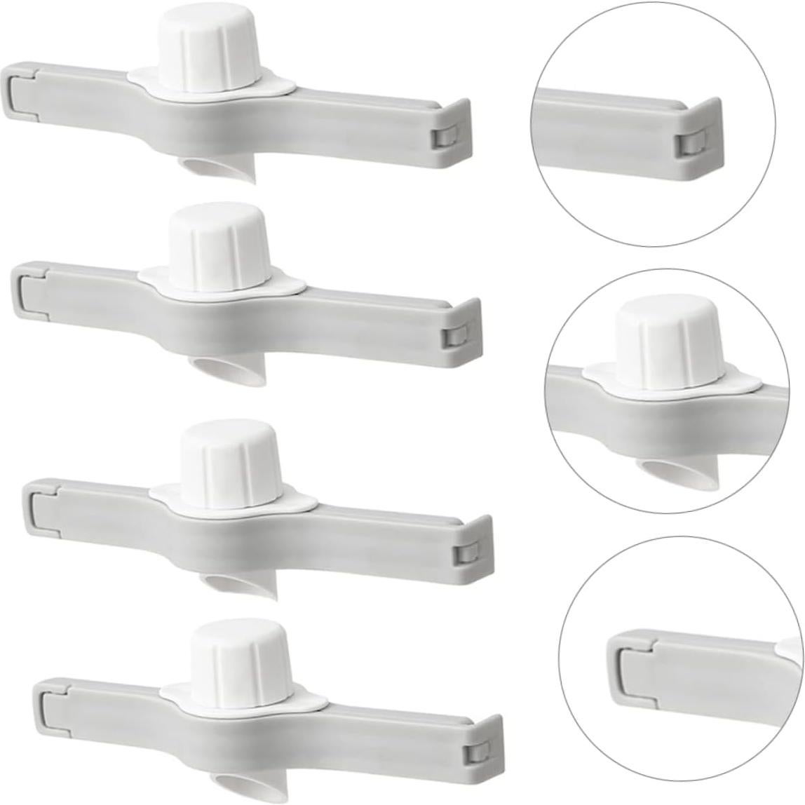 4 Clips de Sellado de Comida con Pico para Verter - PP Blanco