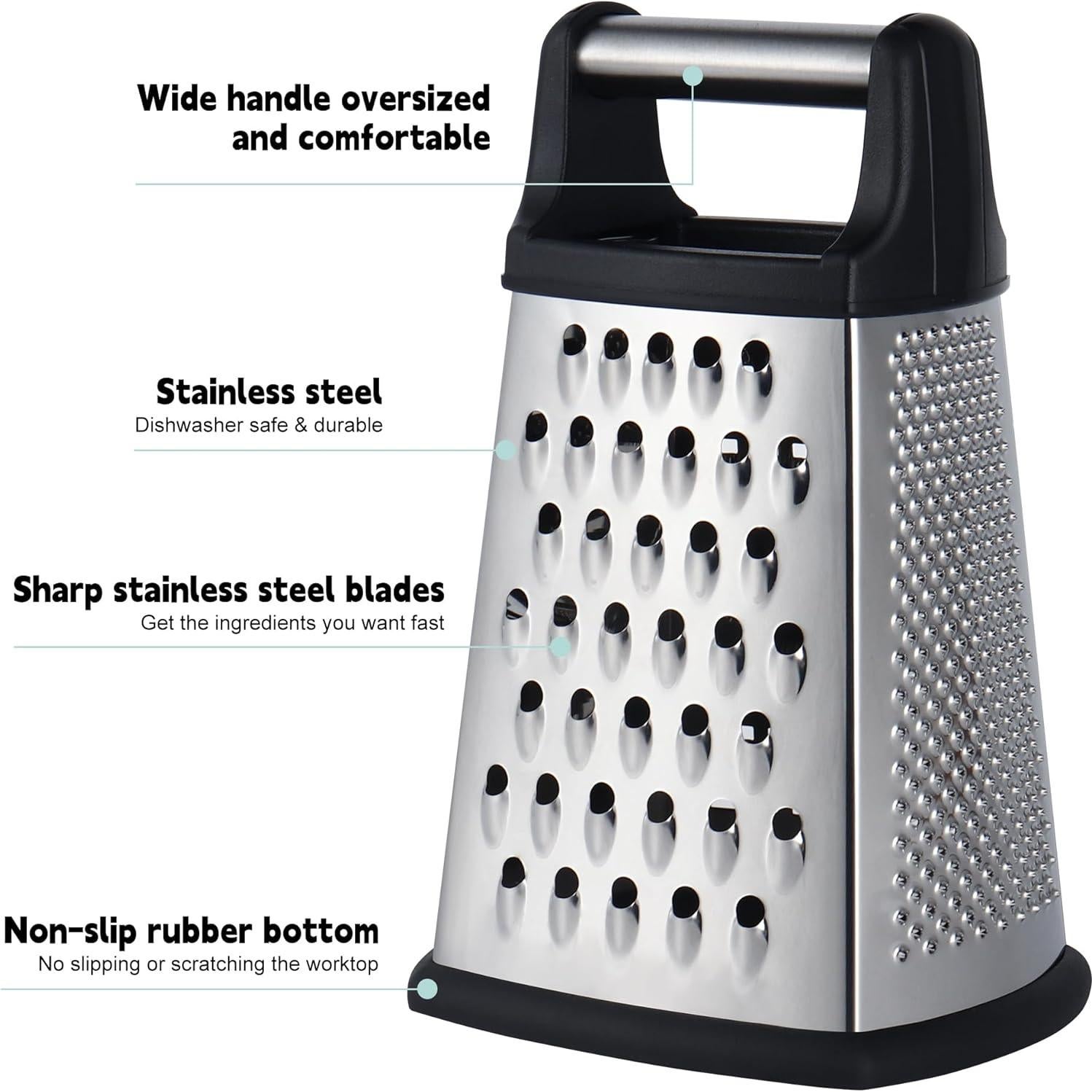 Rallador de Queso Profesional Kaishun Acero Inoxidable 4 Lados