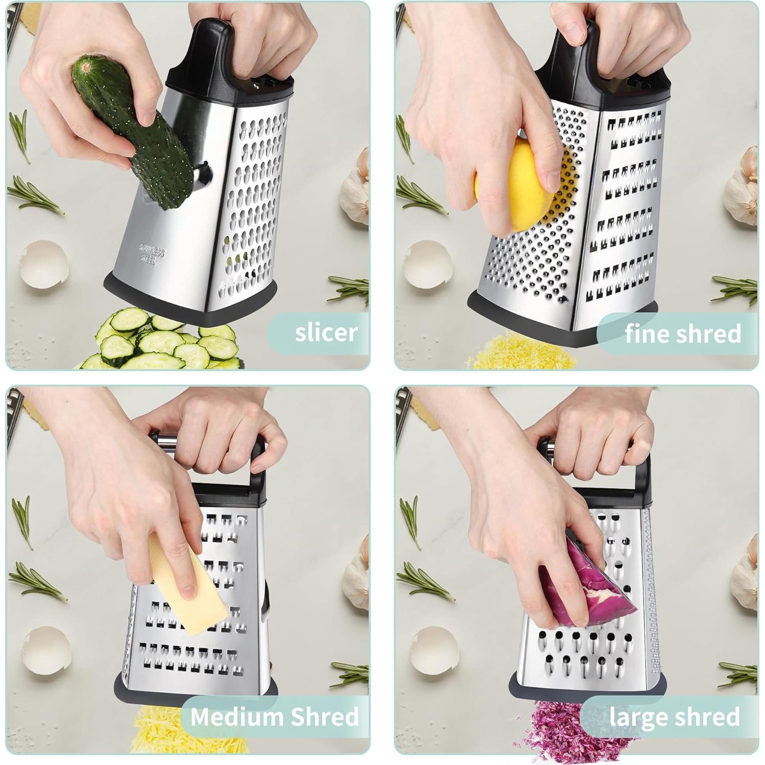 Rallador de Queso Profesional Kaishun Acero Inoxidable 4 Lados