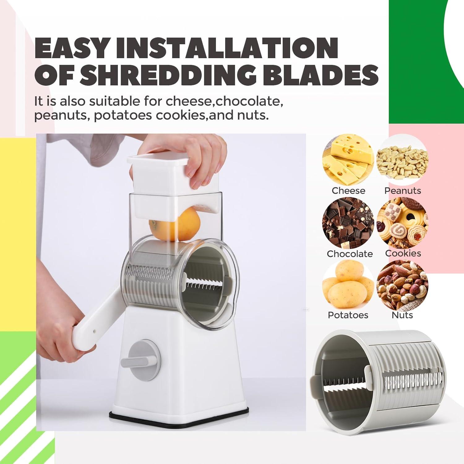 Rallador de Queso Rotatorio 6 en 1 Leriton con 12 Cuchillas