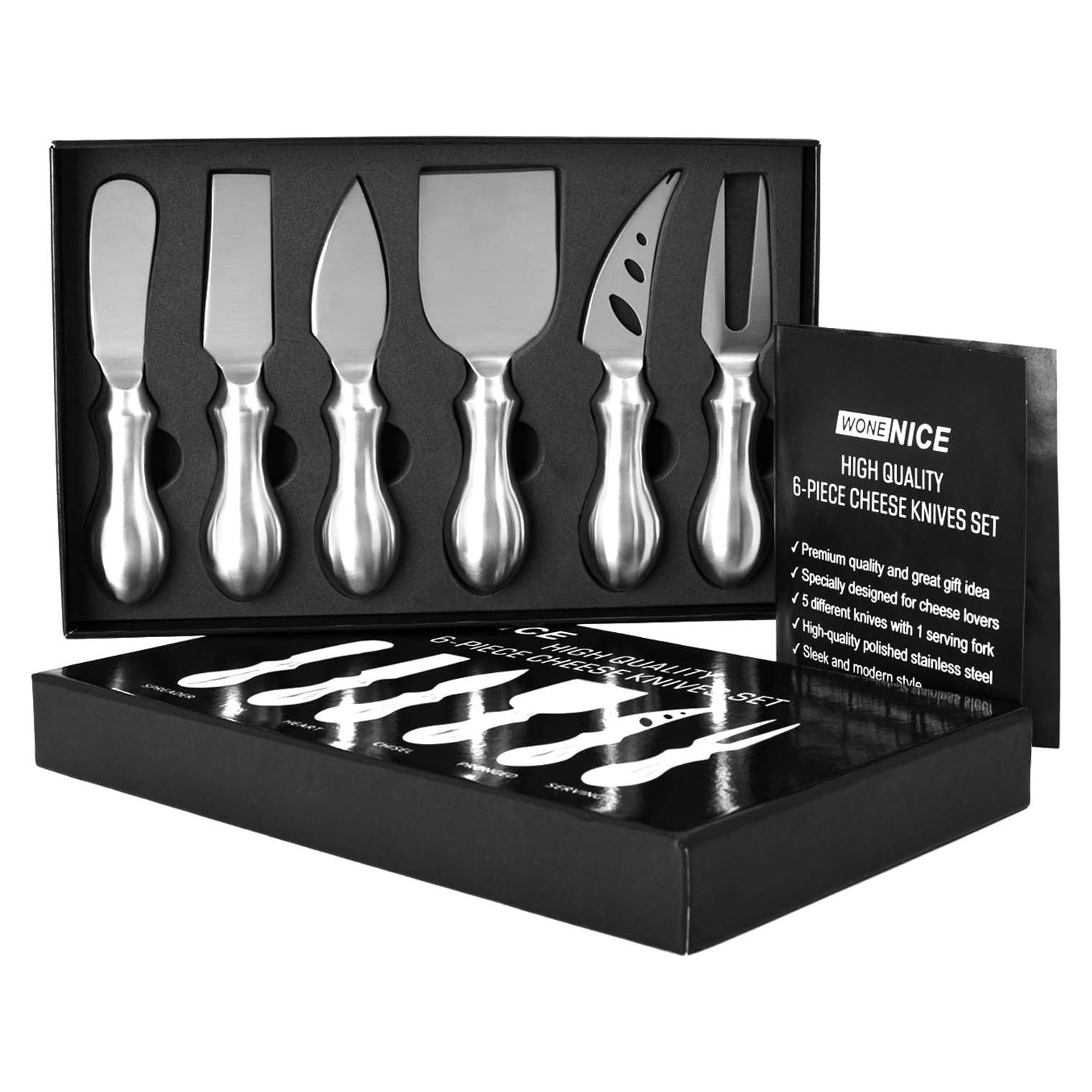 Juego de Cuchillos para Queso WoneNice 6 Piezas Acero Inoxidable