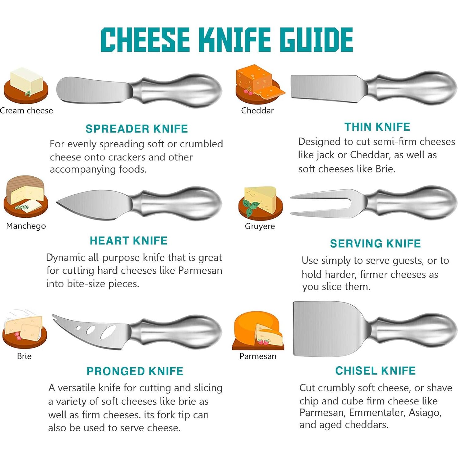 Juego de Cuchillos para Queso WoneNice 6 Piezas Acero Inoxidable