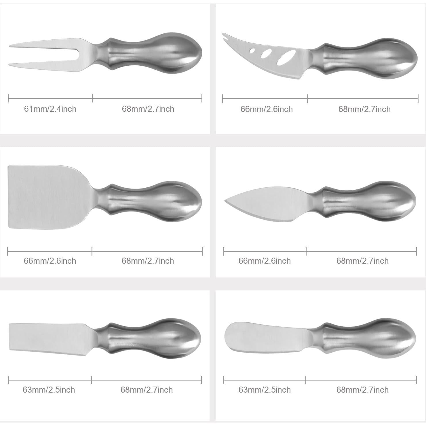 Juego de Cuchillos para Queso WoneNice 6 Piezas Acero Inoxidable