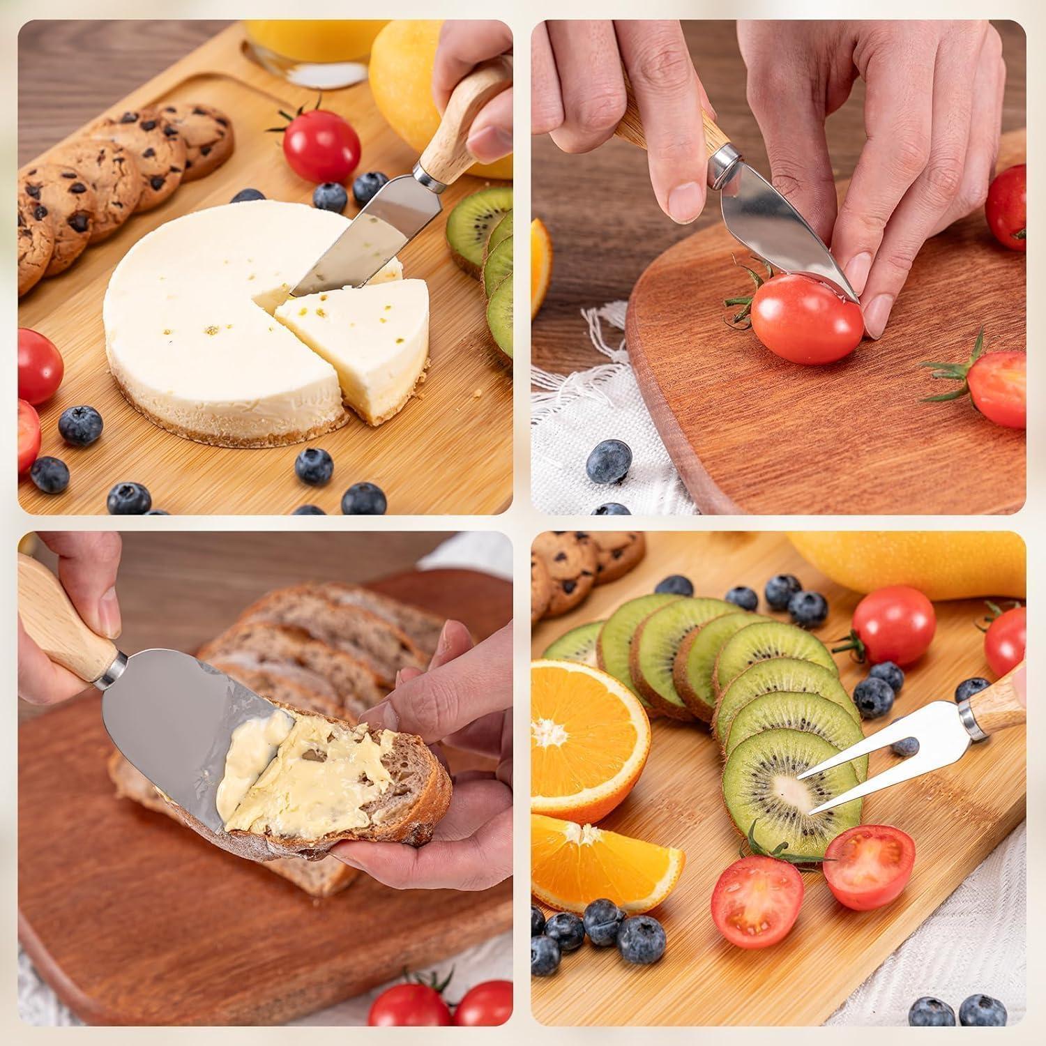 Juego de cuchillos para queso Linwnil 6 piezas acero inoxidable