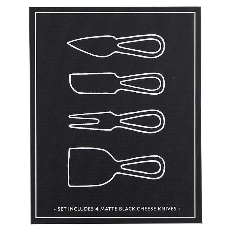 Juego de Cuchillos para Queso Santa Barbara 4 Piezas Negro Mate