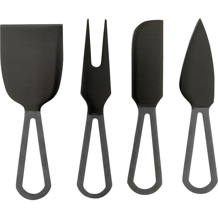 Juego de Cuchillos para Queso Santa Barbara 4 Piezas Negro Mate