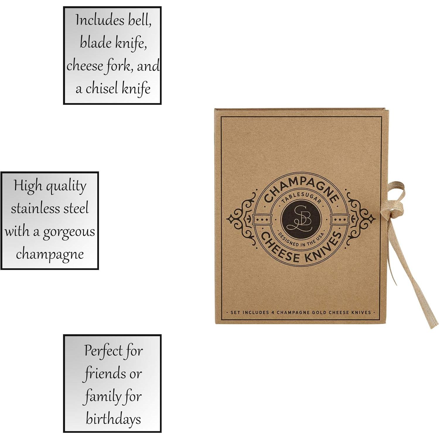 Juego de cuchillos para queso Santa Barbara - 4 piezas dorado