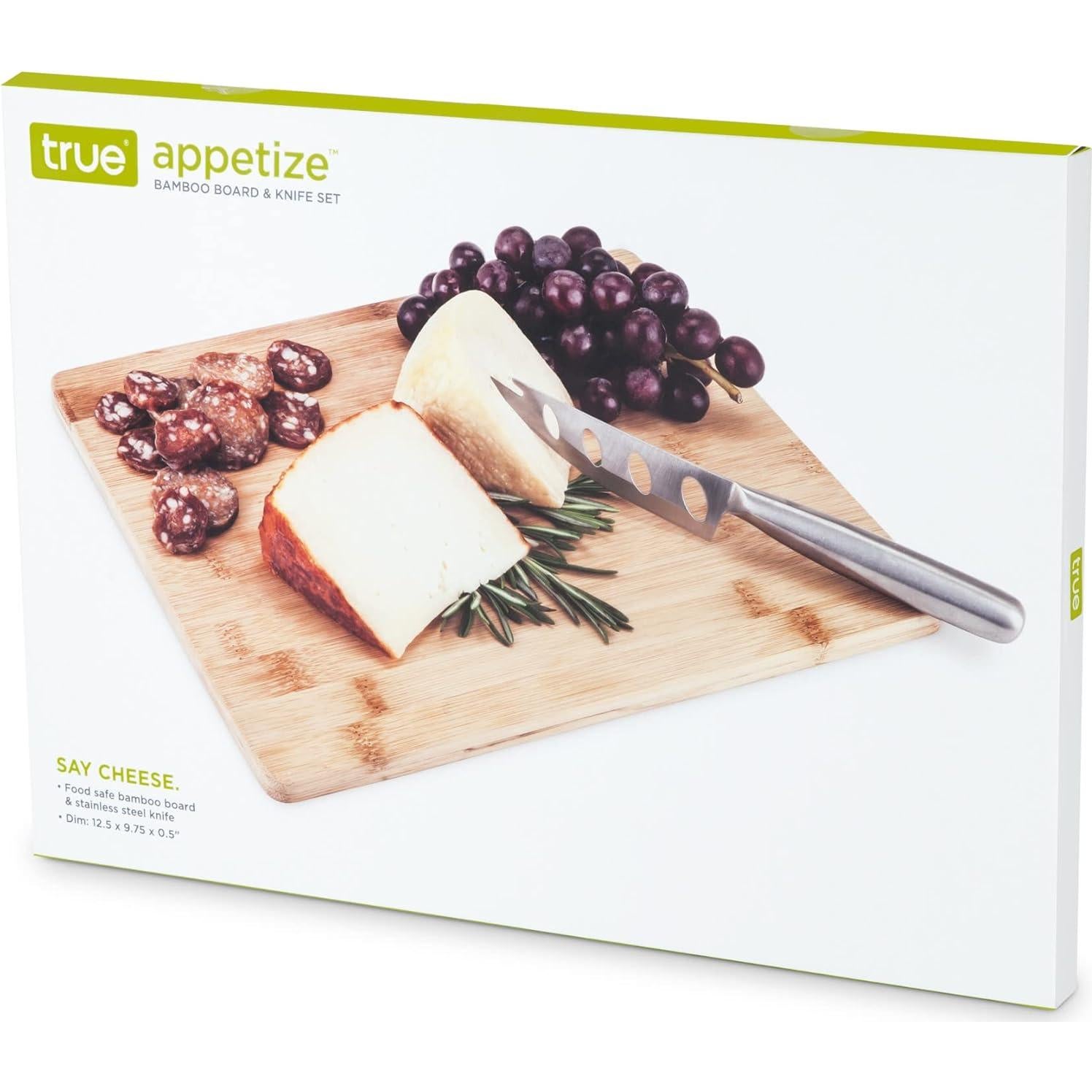 Tablero de Queso de Bambú True Appetize con Cuchillo Inoxidable