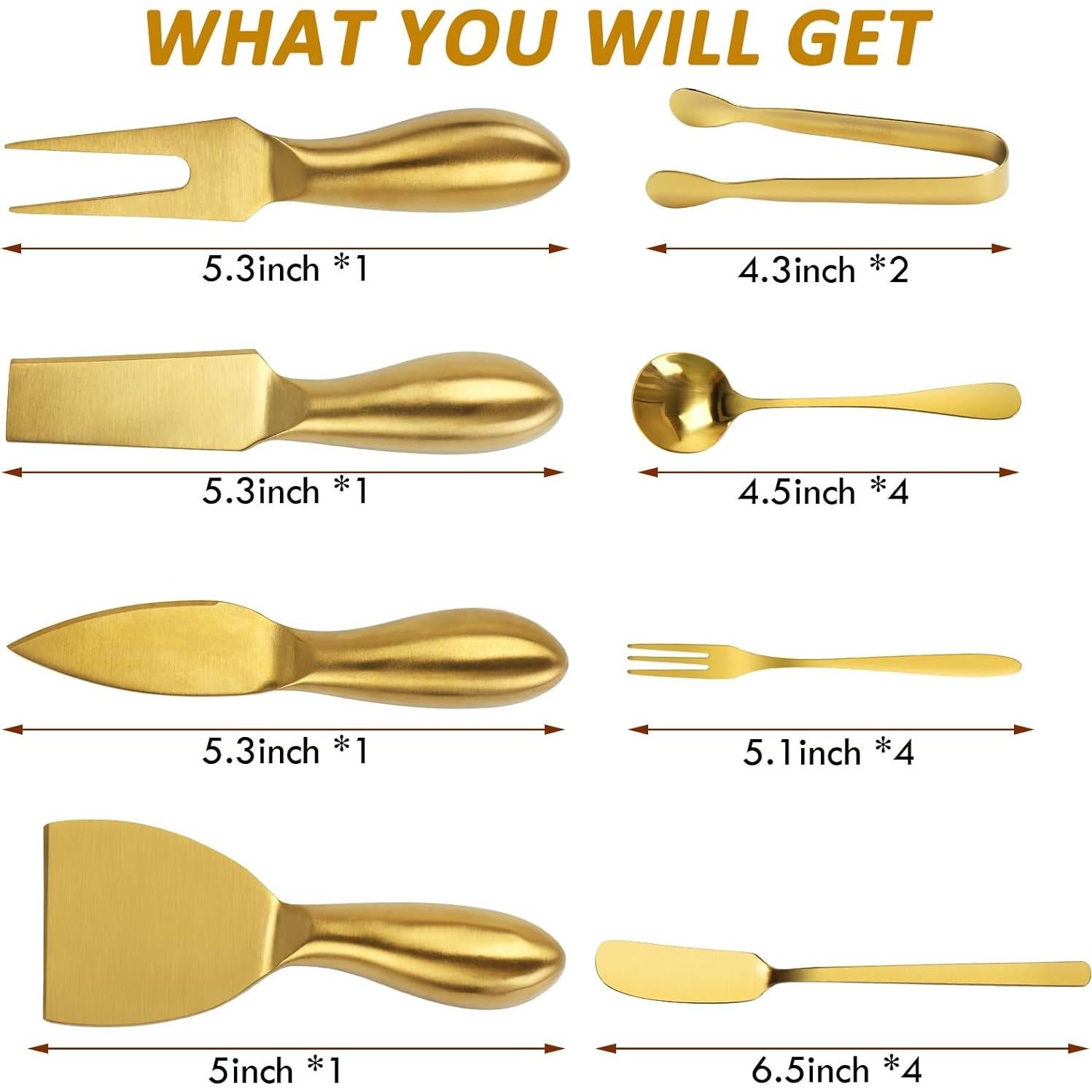 Juego de 18 Accesorios para Charcutería YECERCAN Dorado