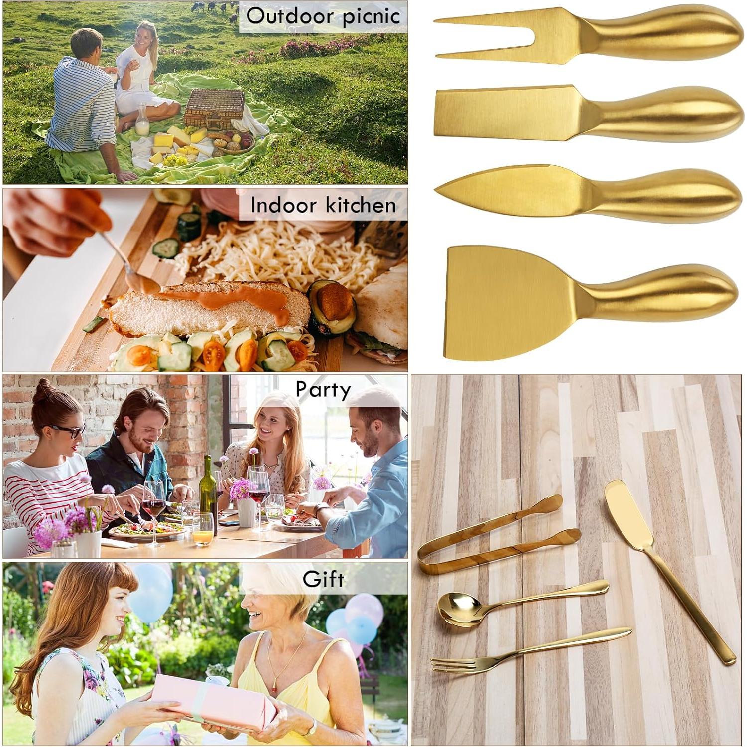 Juego de 18 Accesorios para Charcutería YECERCAN Dorado