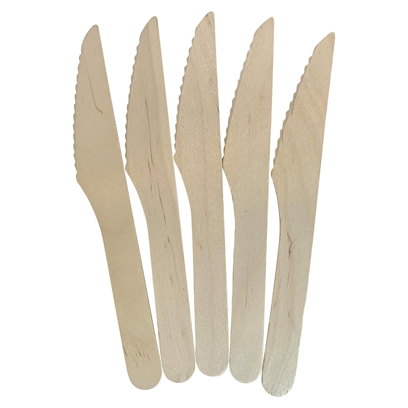 Cuchillo desechable de madera KingSeal 16.5 cm - 100 unidades