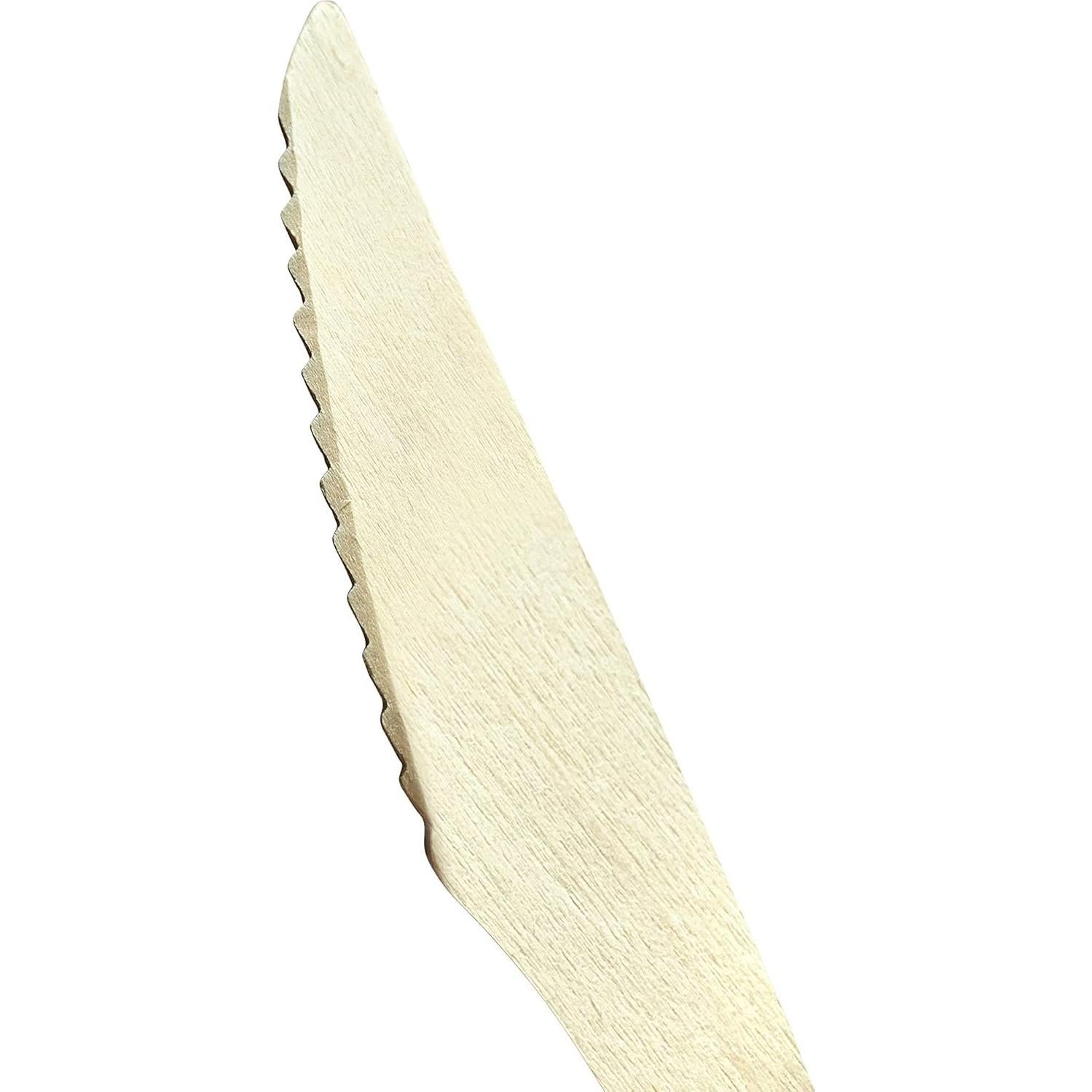 Cuchillo desechable de madera KingSeal 16.5 cm - 100 unidades