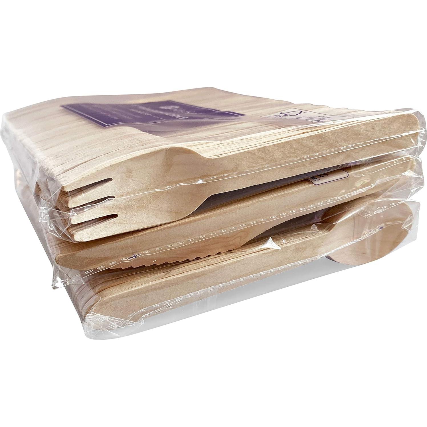 Cuchillo desechable de madera KingSeal 16.5 cm - 100 unidades