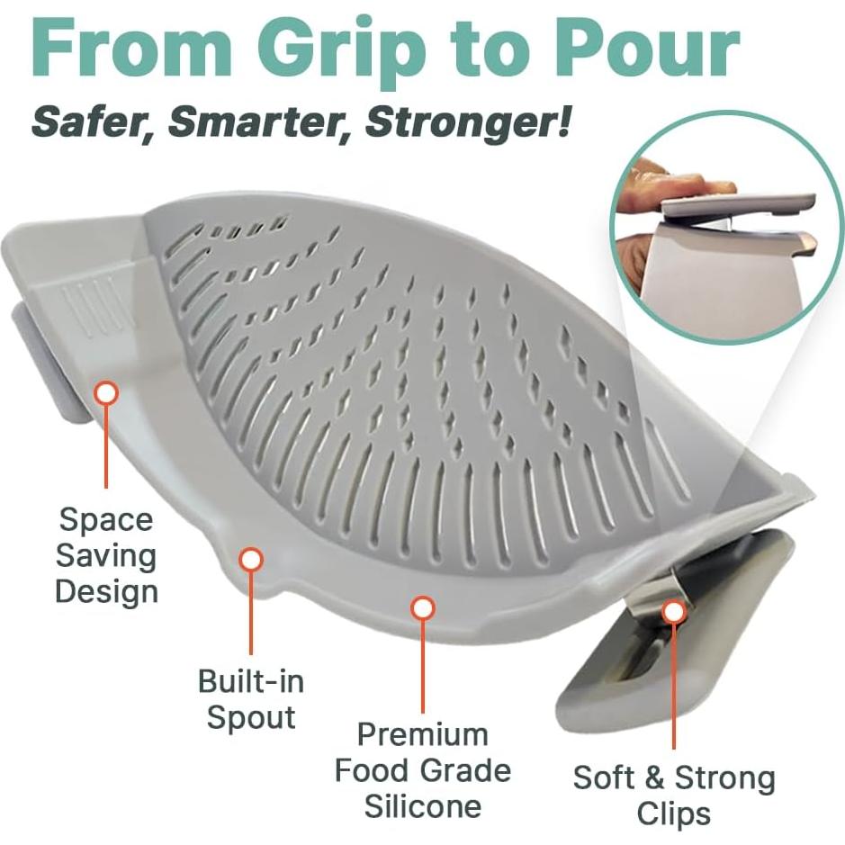 Colador de Silicona Clip-On Recohome 22.5cm Apto Lavavajillas