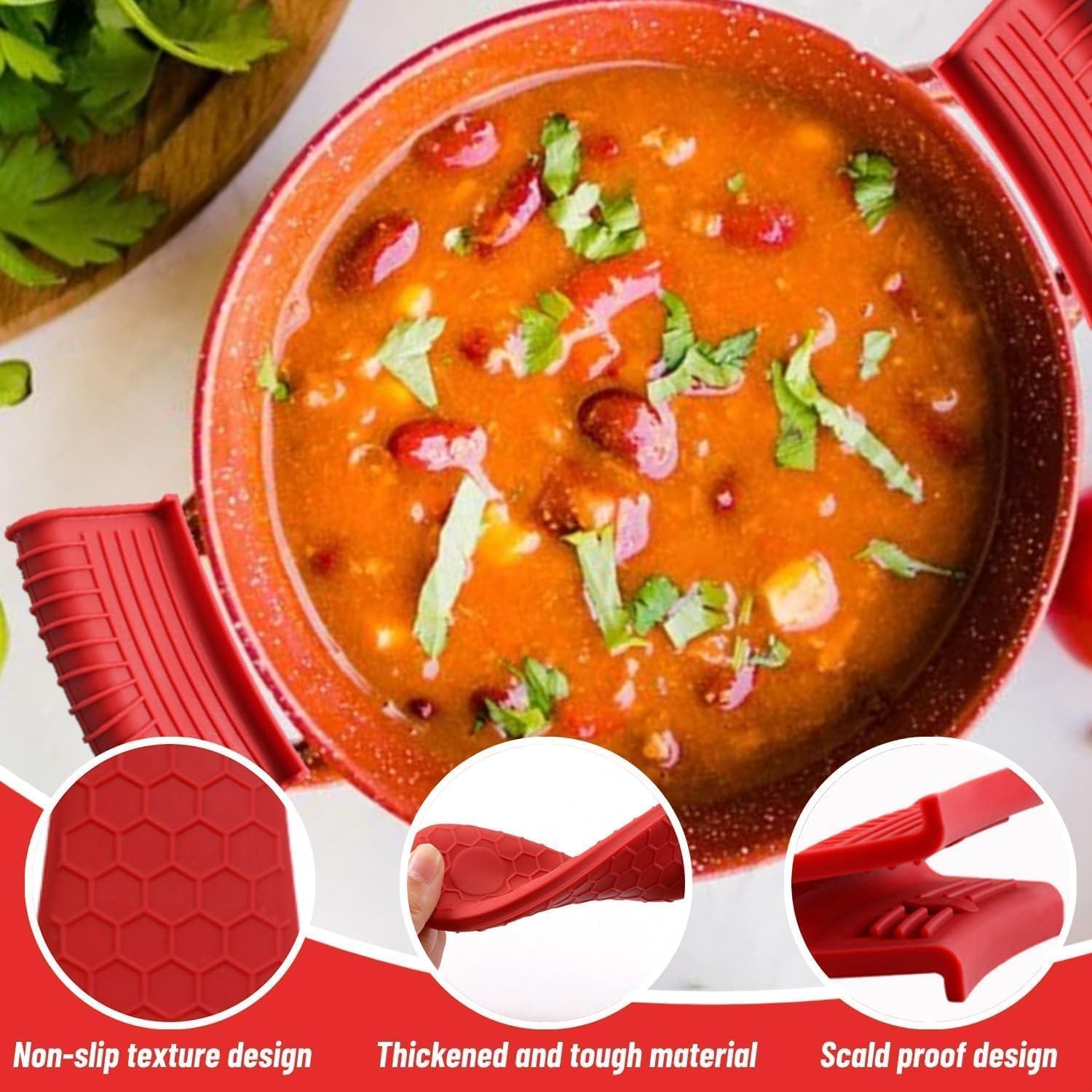 Cubierta de Mango de Sartén Caliente AHIW 4 Piezas Silicona Negra