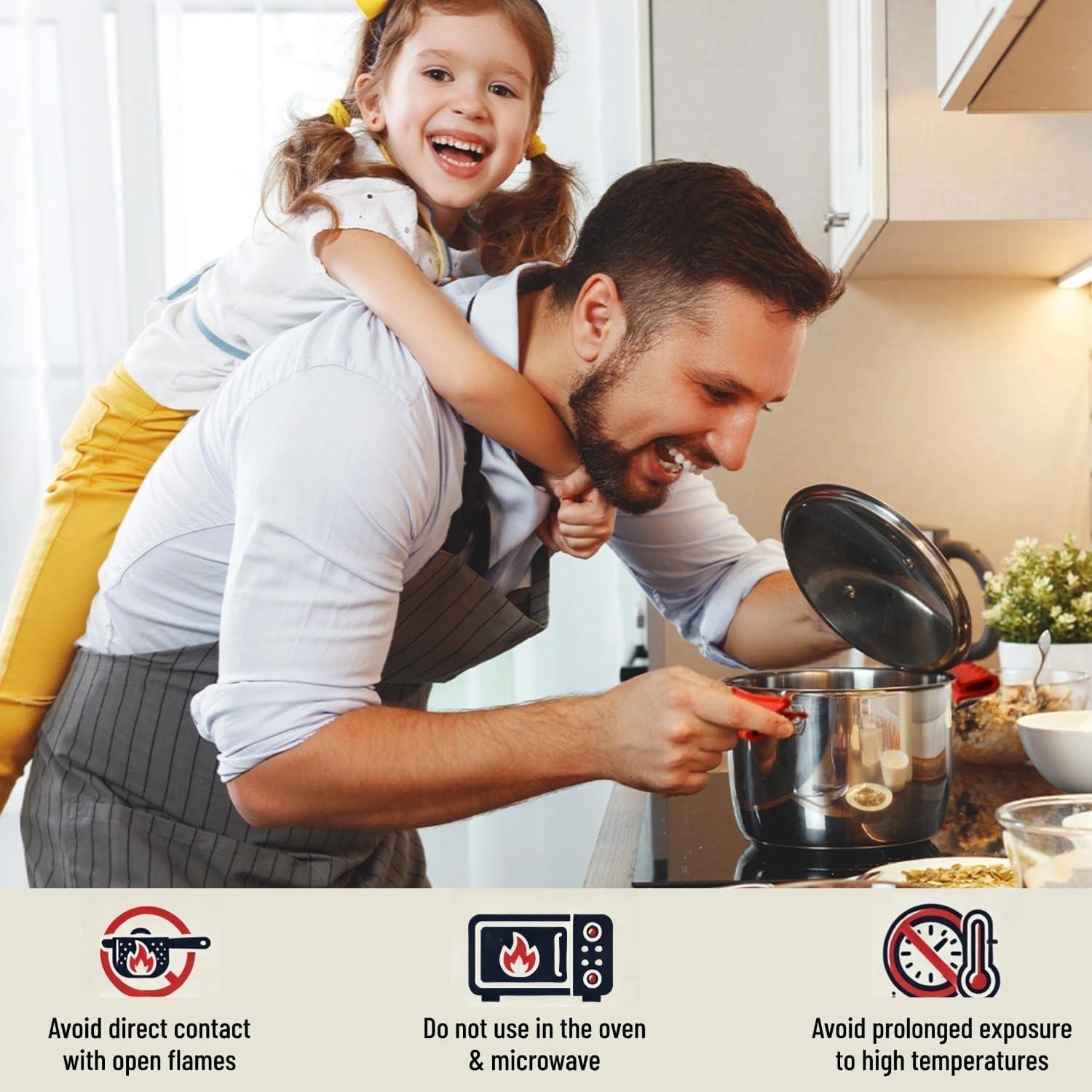 Cubierta de Mango de Sartén Caliente AHIW 4 Piezas Silicona Negra