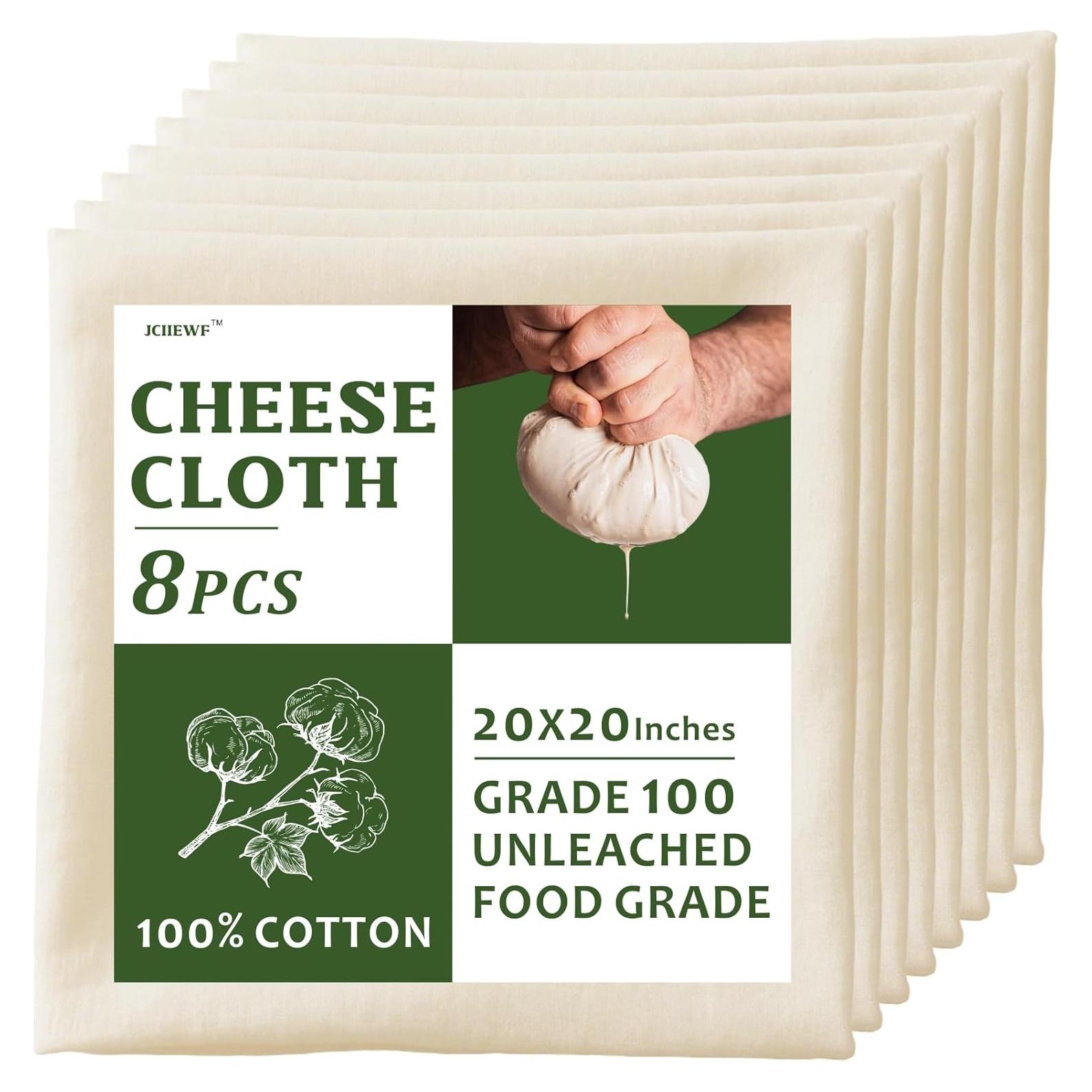 Paños de Queso Orgánicos 100% Algodón 20x20 cm - 8 Piezas