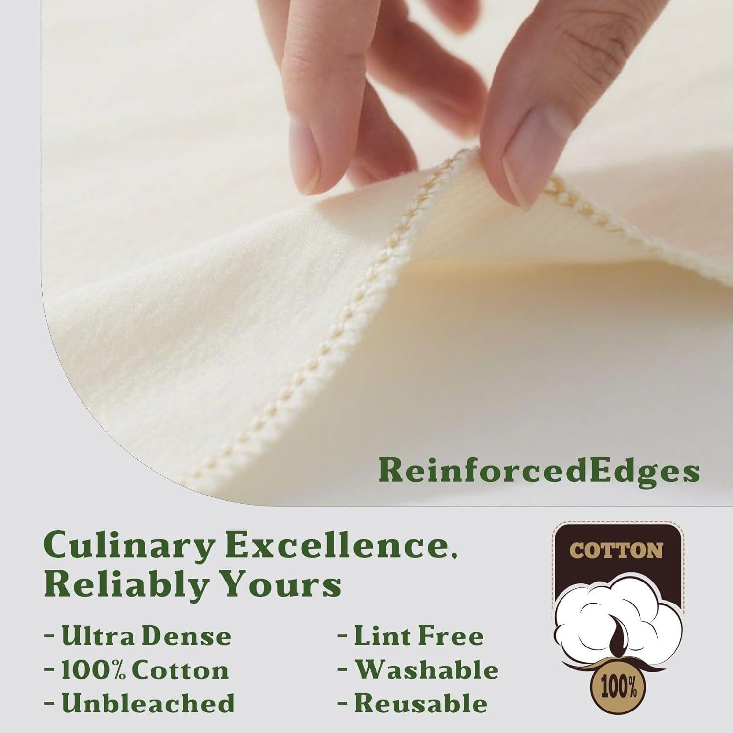 Paños de Queso Orgánicos 100% Algodón 20x20 cm - 8 Piezas