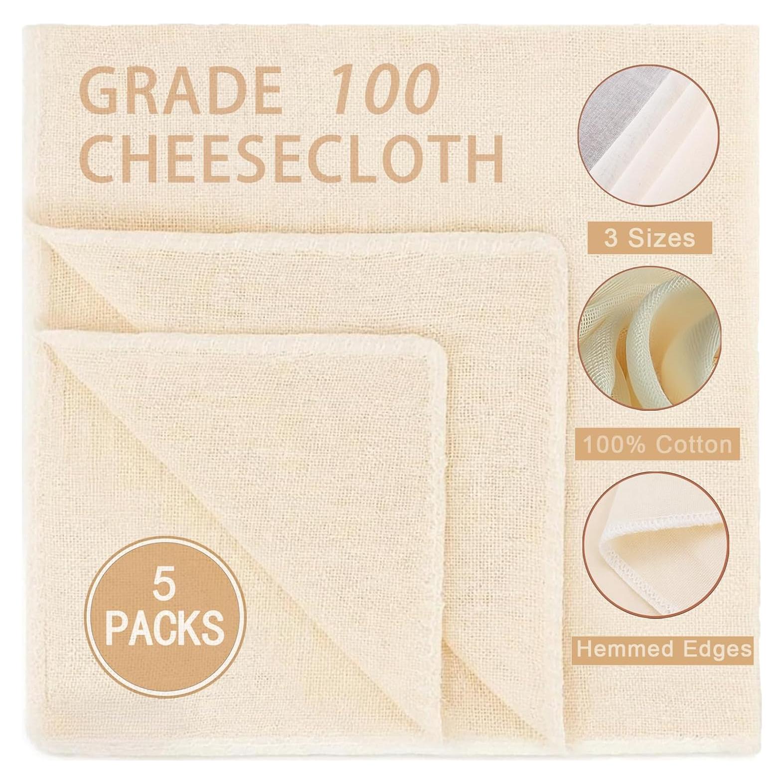 Set de 5 Piezas de Tela de Queso Aitoper 100% Algodón 38-91cm