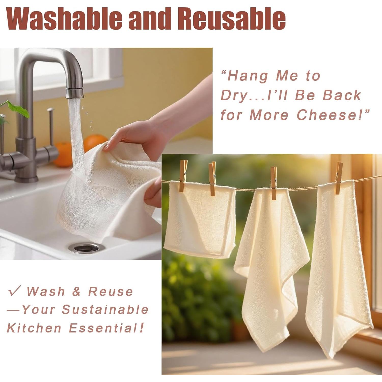 Set de 5 Piezas de Tela de Queso Aitoper 100% Algodón 38-91cm