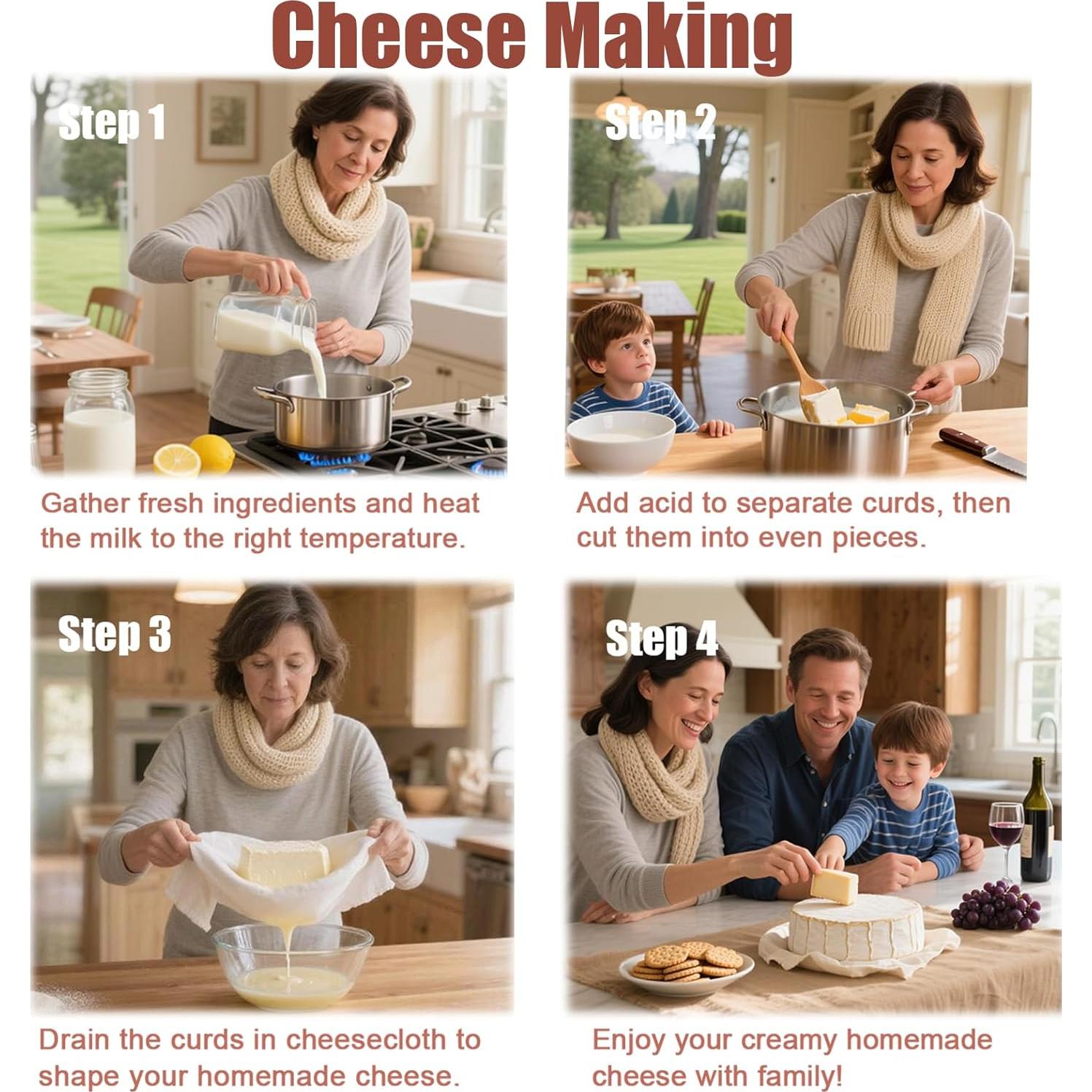 Set de 5 Piezas de Tela de Queso Aitoper 100% Algodón 38-91cm