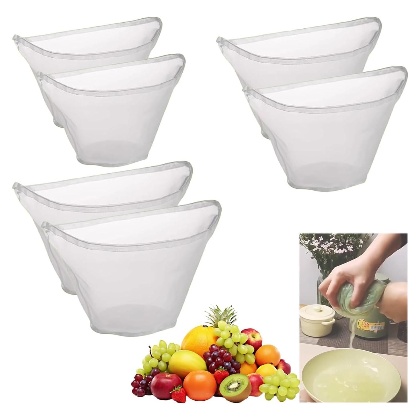 6PCS Bolsa de Nylon Reutilizable para Relleno de Queso MTZK