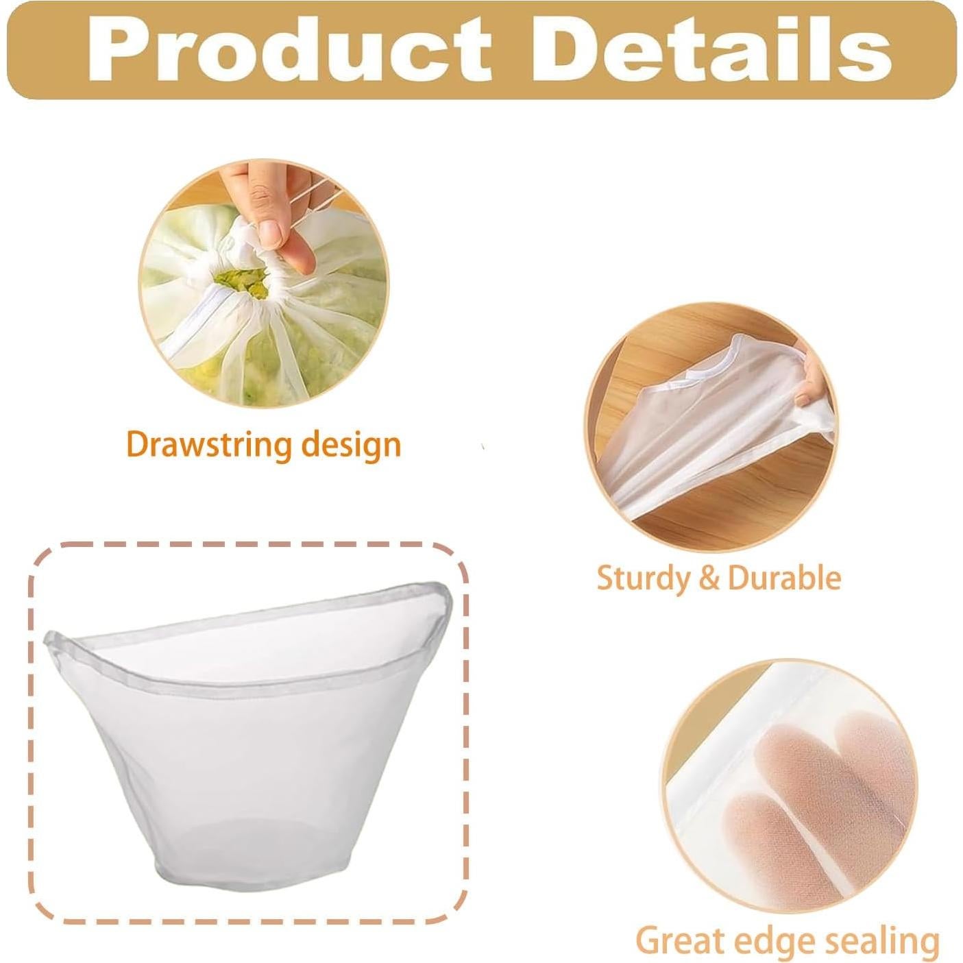 6PCS Bolsa de Nylon Reutilizable para Relleno de Queso MTZK