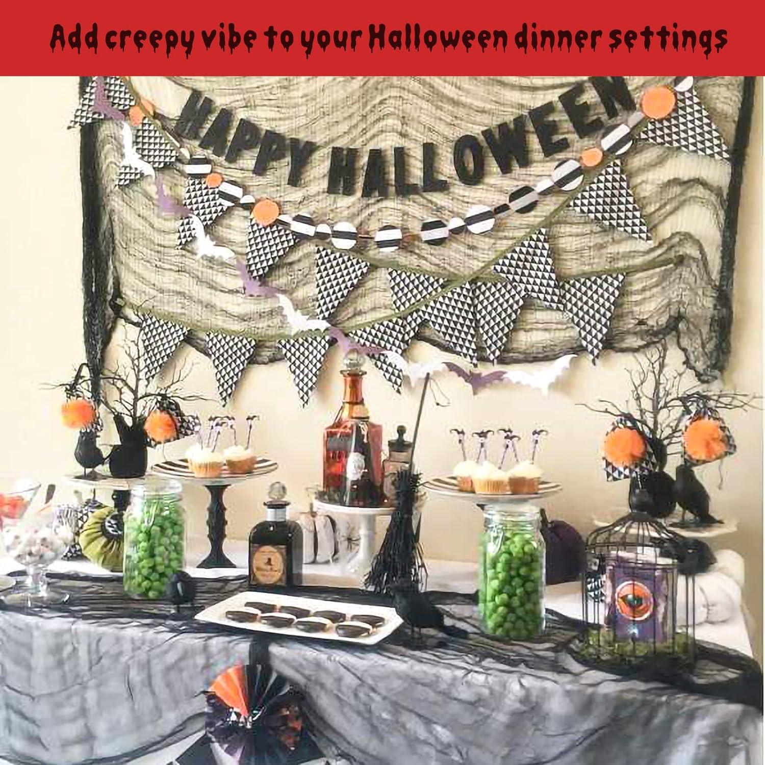 Tela Espeluznante de Halloween Legigo 6 Piezas Negra 76x183cm