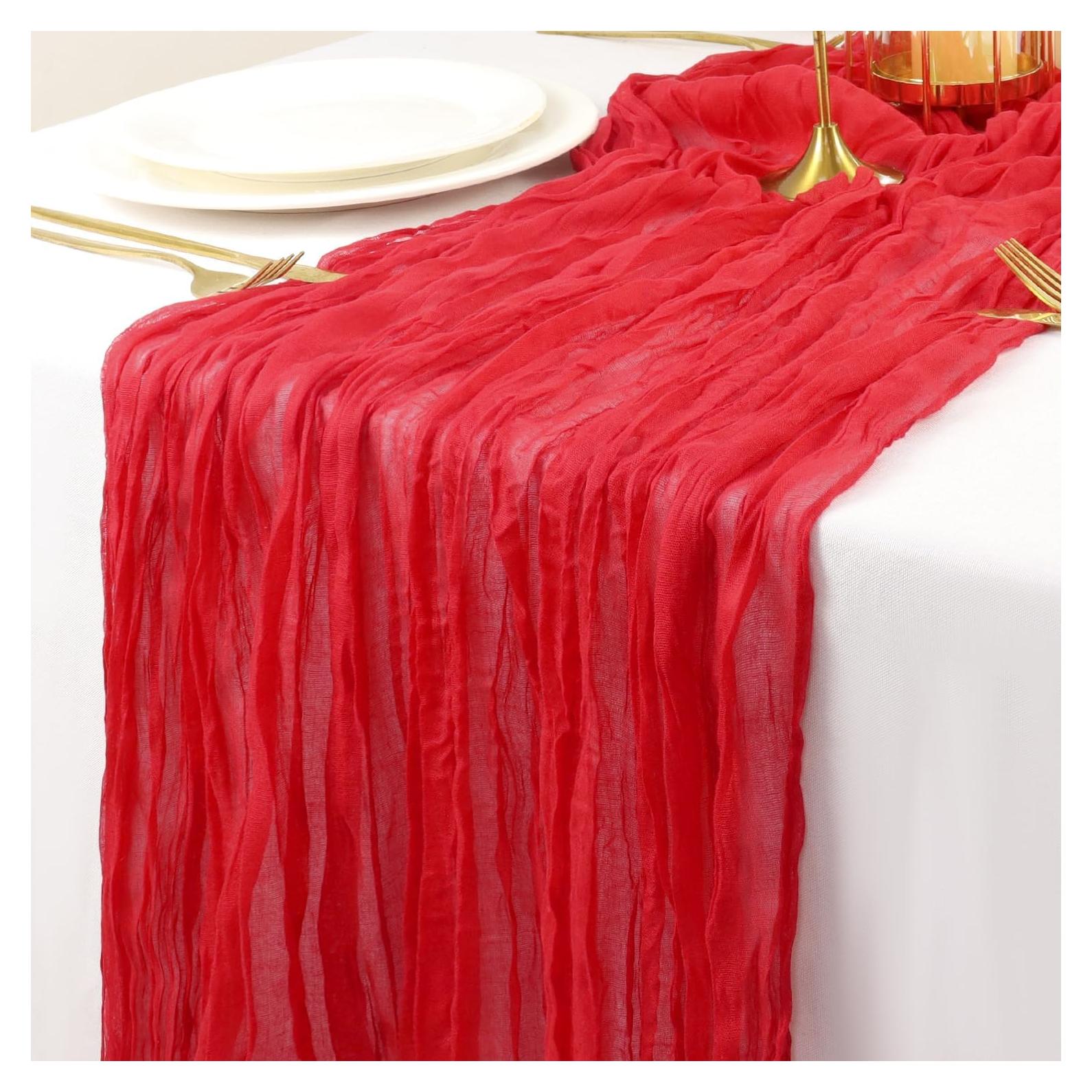 Caminito de Mesa de Gasa Rojo 2 Paquetes 35x120 cm