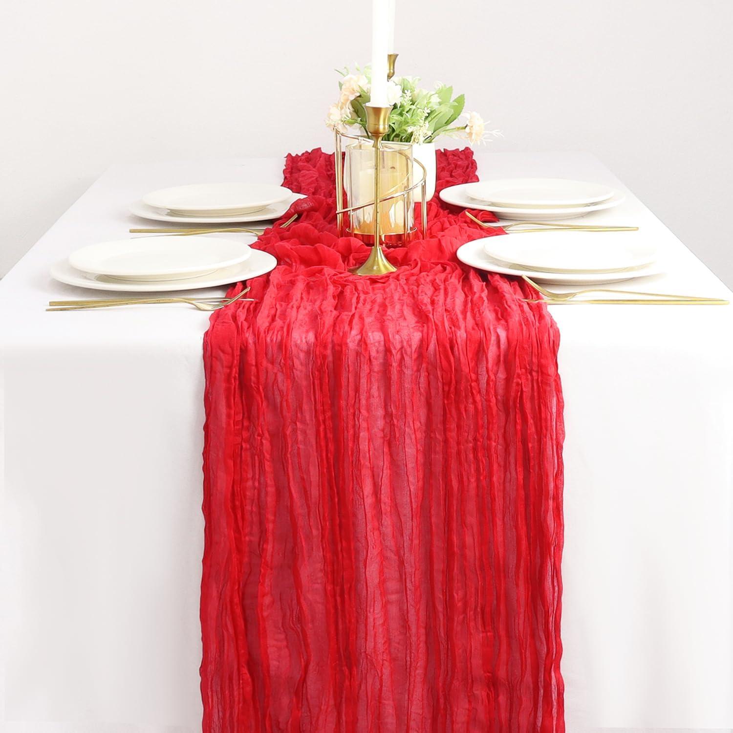 Caminito de Mesa de Gasa Rojo 2 Paquetes 35x120 cm