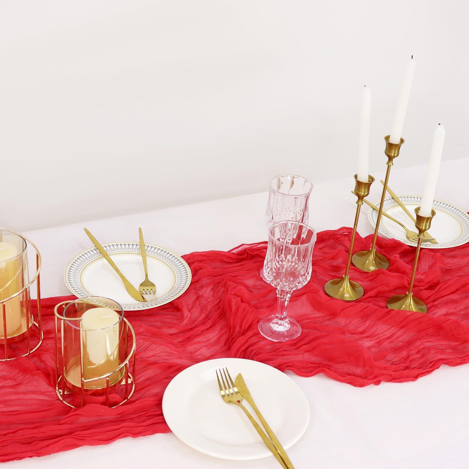 Caminito de Mesa de Gasa Rojo 2 Paquetes 35x120 cm