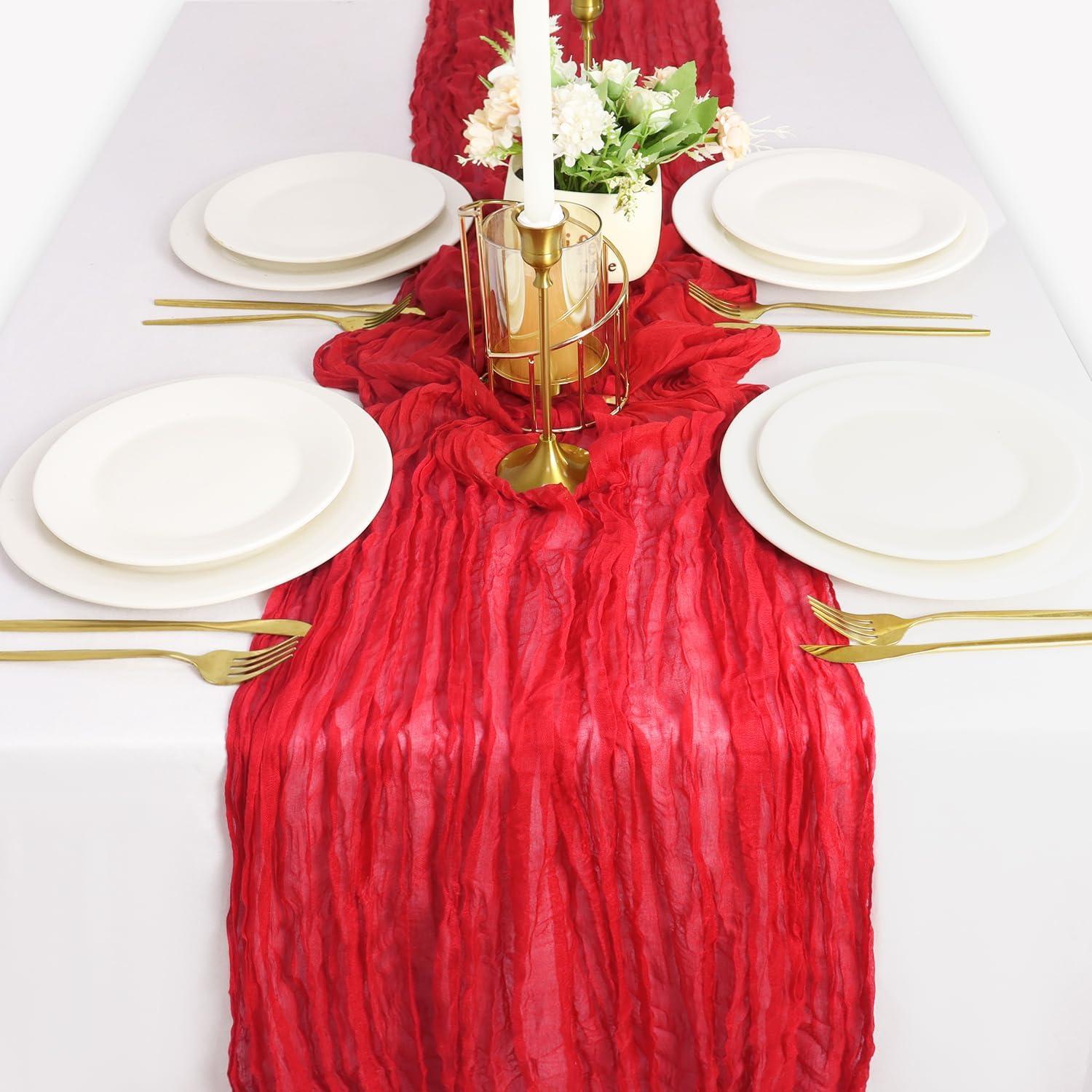 Caminito de Mesa de Gasa Rojo 2 Paquetes 35x120 cm