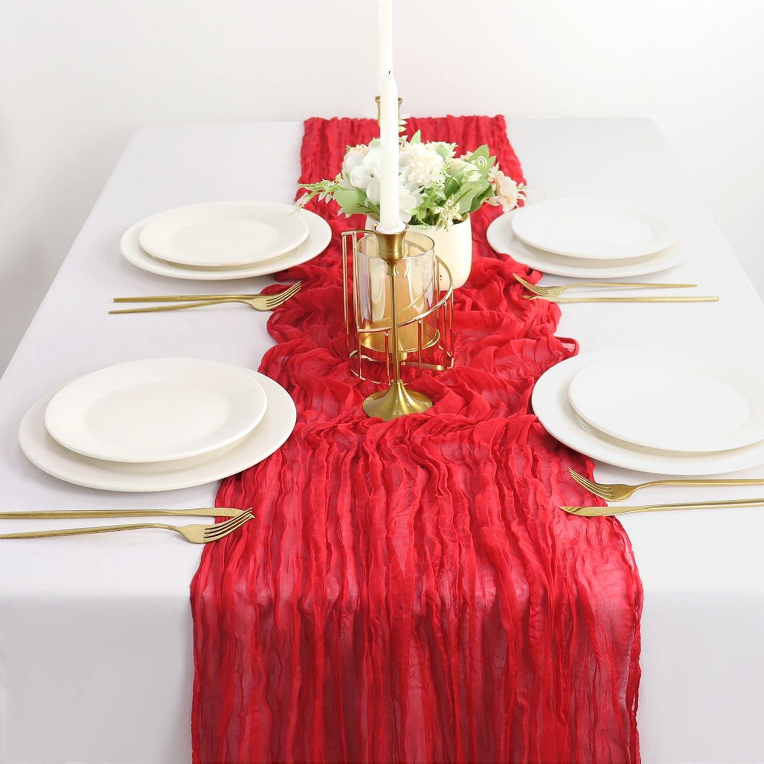 Caminito de Mesa de Gasa Rojo 2 Paquetes 35x120 cm