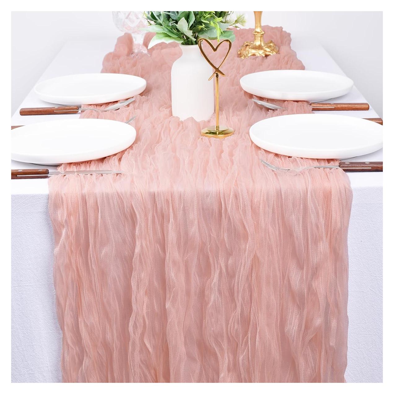 Caminito de Mesa de Gasa de Queso Dlpafzy 3m Boho Durazno