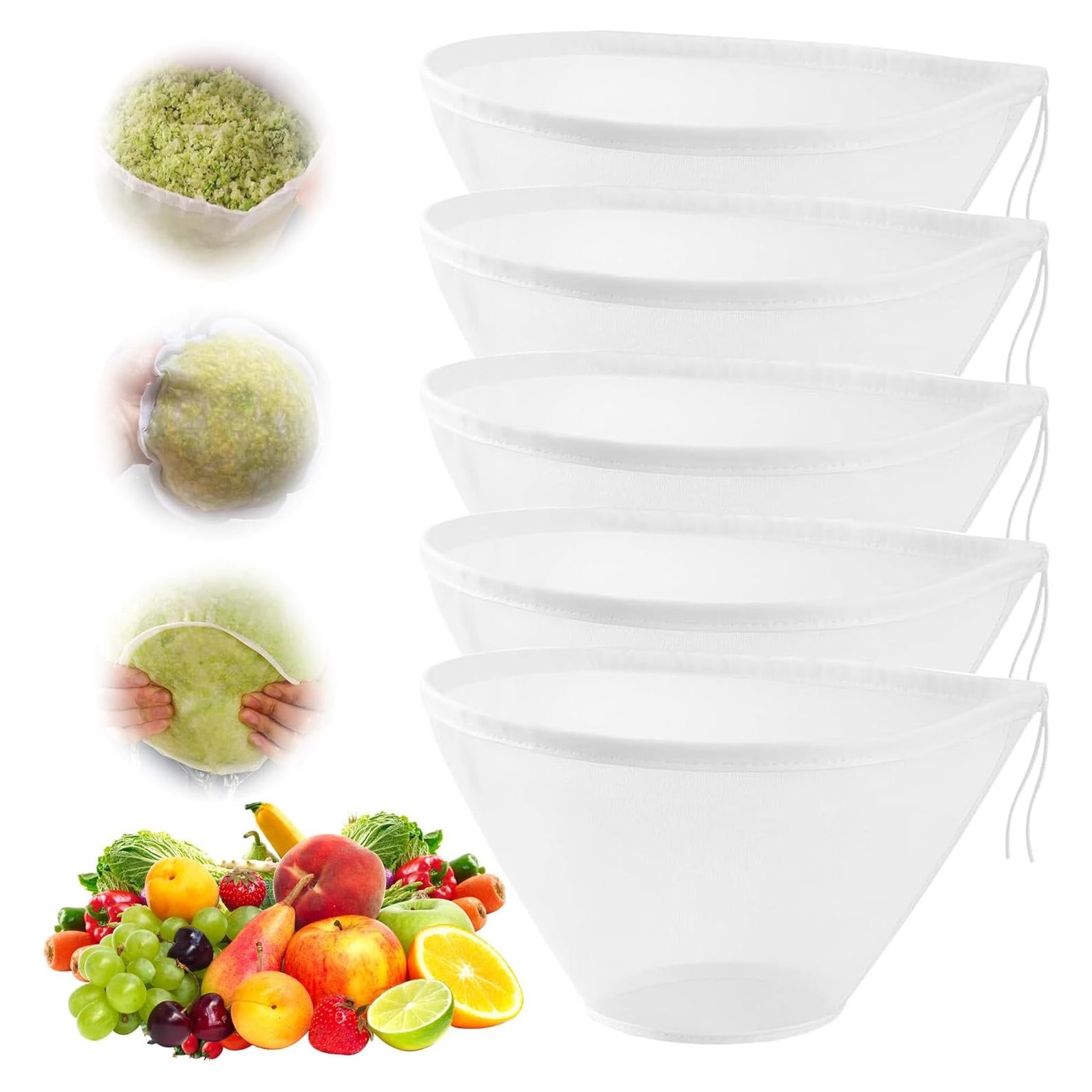 5 Bolsas de Tela de Queso Reutilizables Aeloer 37.8x16 cm