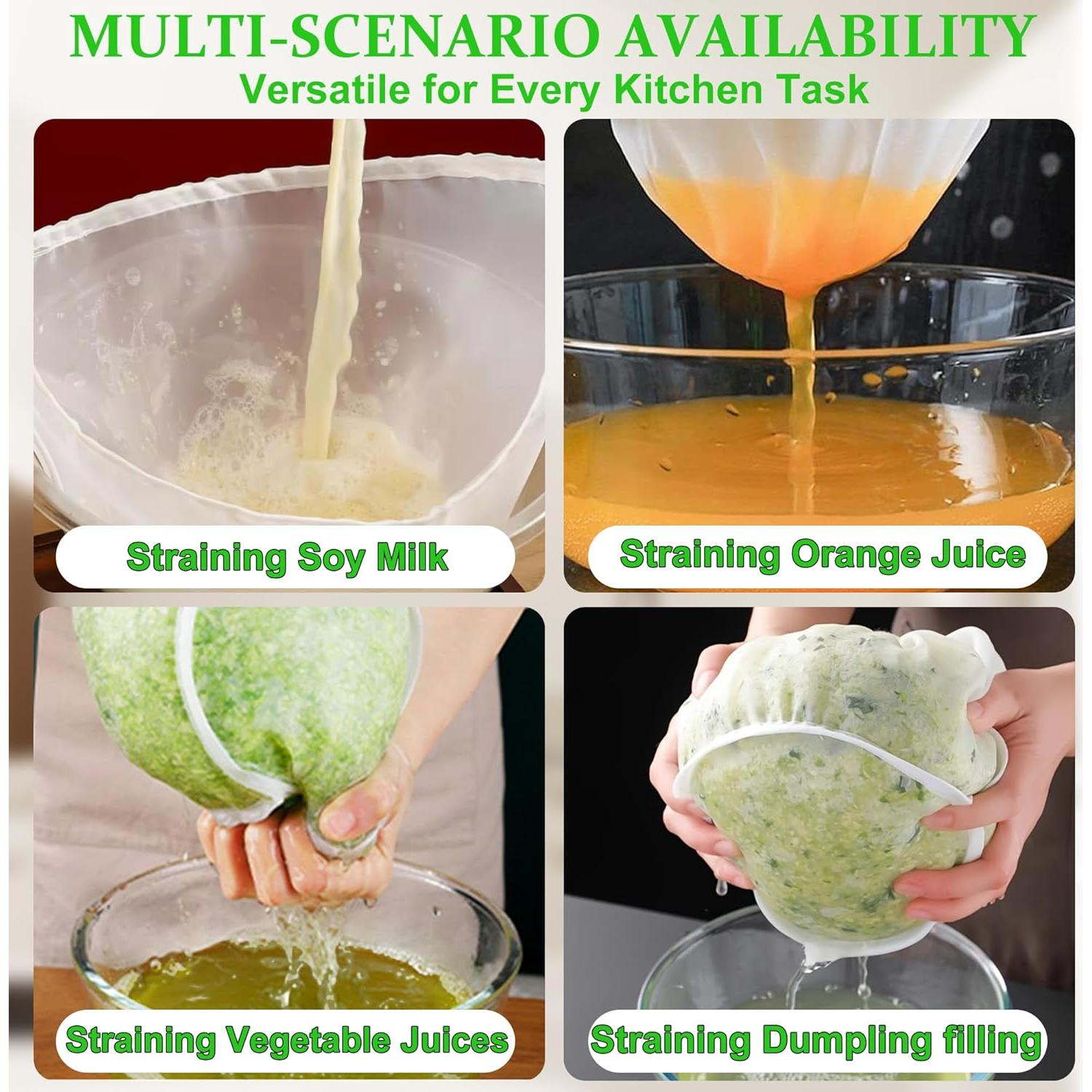 5 Bolsas de Tela de Queso Reutilizables Aeloer 37.8x16 cm