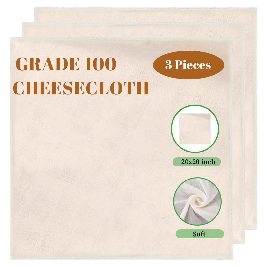 3 Paños de Queso Reutilizables Xohairp Grado 100 50x50cm