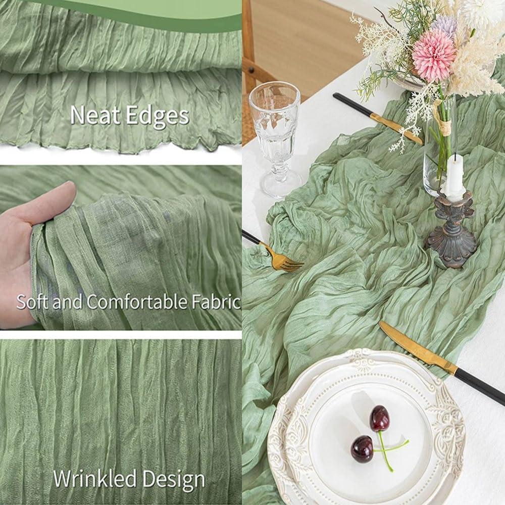 Camino de Mesa de Gasa Verde Salvia Arucxlzq - Paquete de 6