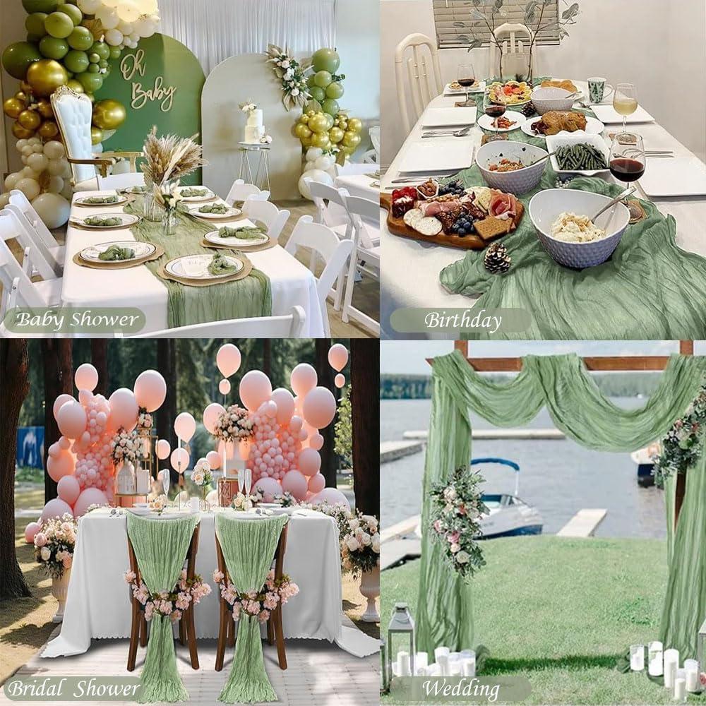 Camino de Mesa de Gasa Verde Salvia Arucxlzq - Paquete de 6