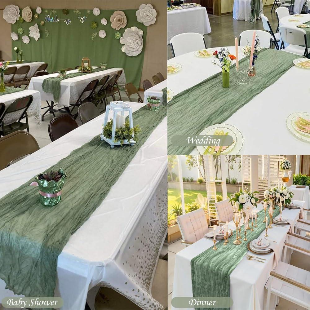 Camino de Mesa de Gasa Verde Salvia Arucxlzq - Paquete de 6