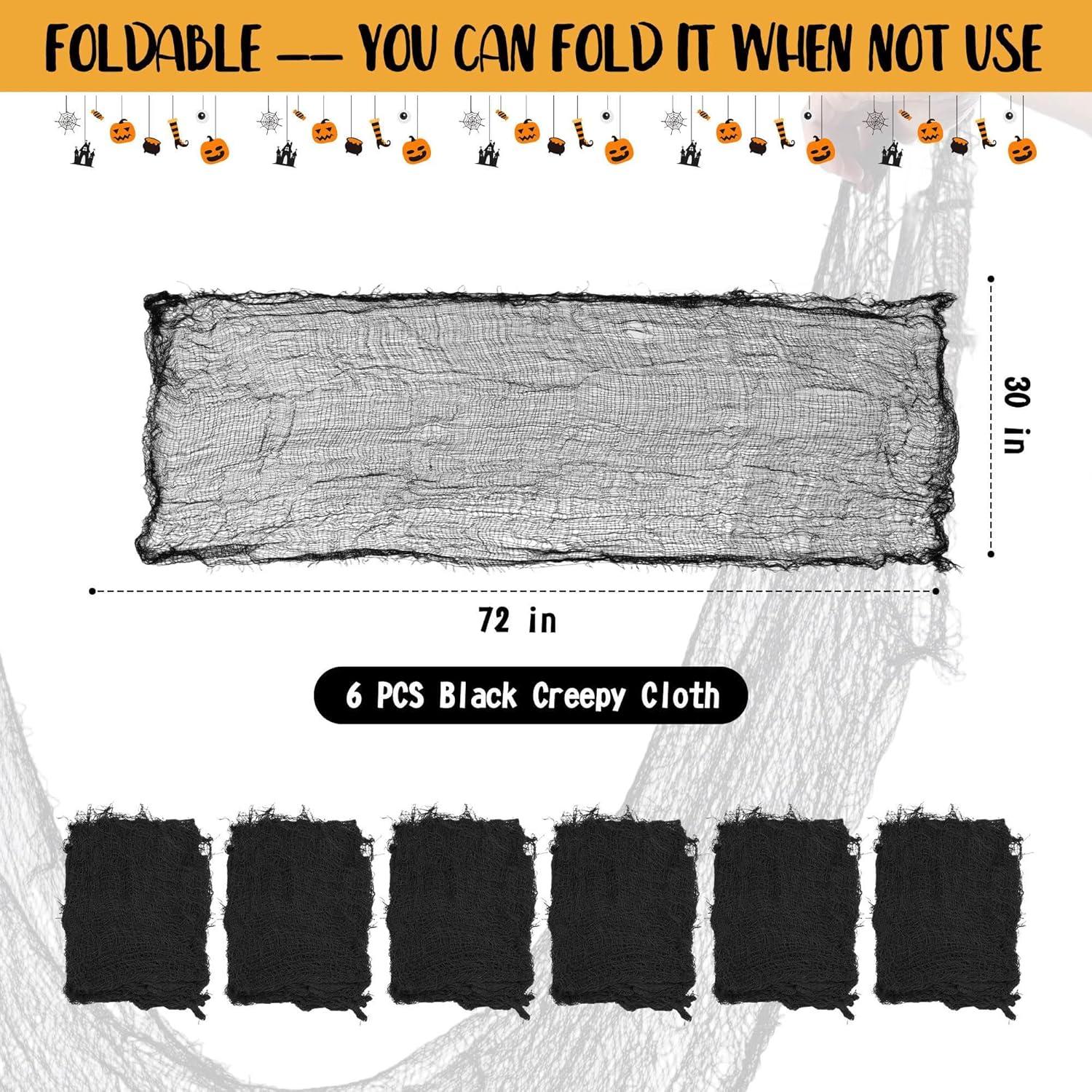 Paquete de 6 Telas Espeluznantes Negras Yokodaza 76x183 cm