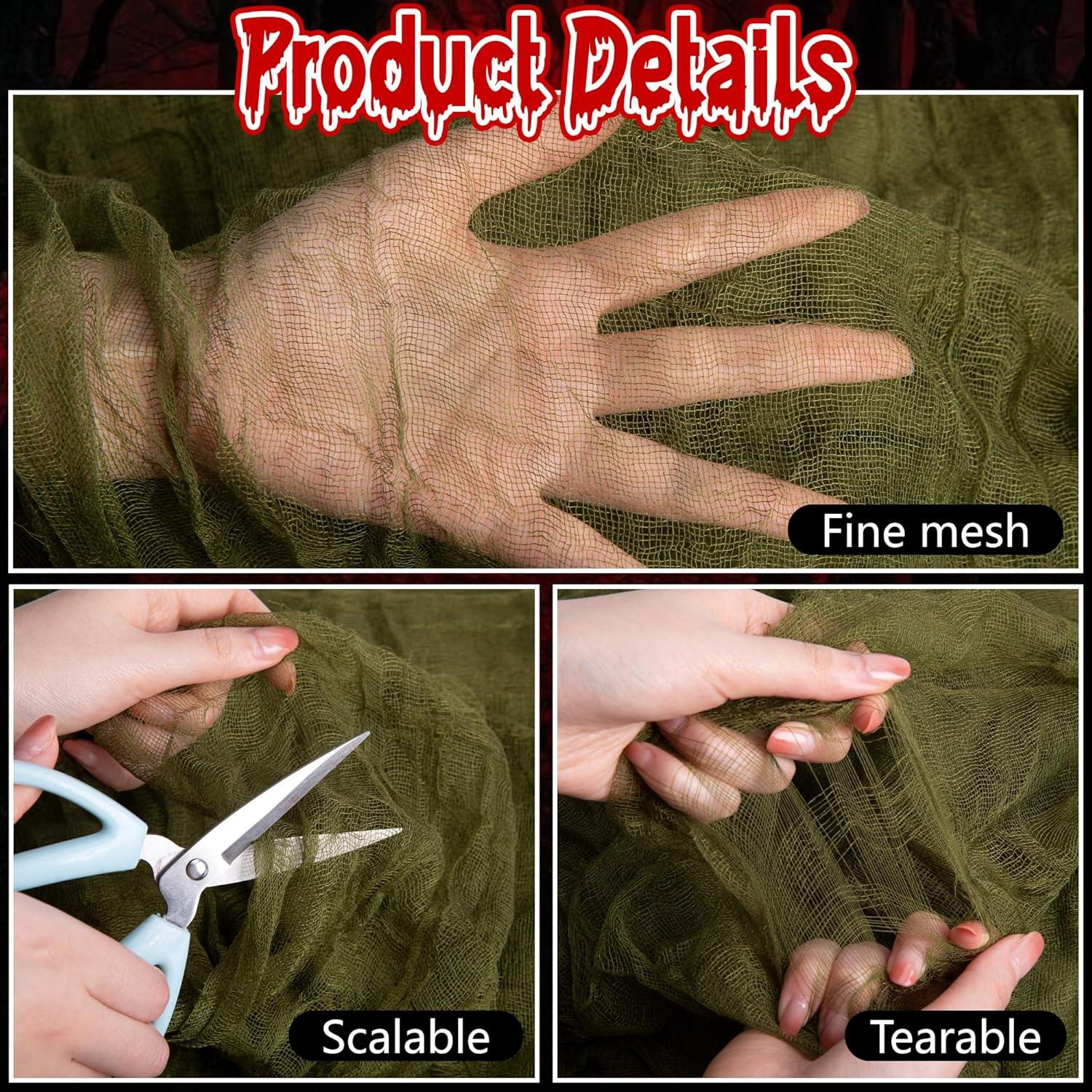 Tela Espeluznante Verde 200x91 cm RunNico Decoración Halloween