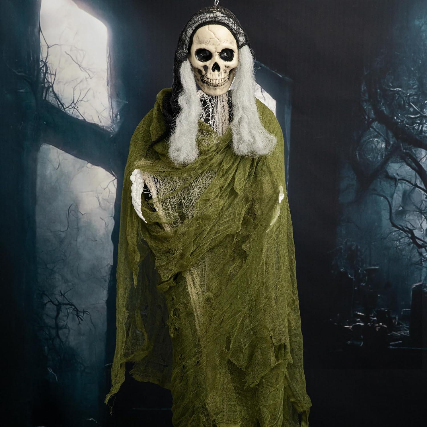 Tela Espeluznante Verde 200x91 cm RunNico Decoración Halloween