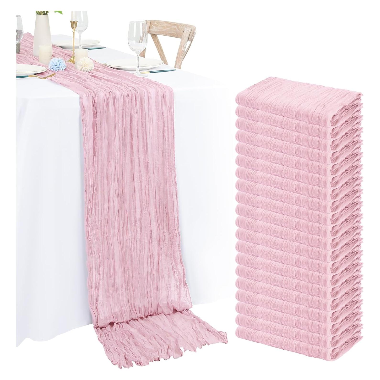 Paquete de 20 Caminos de Mesa de Gasa Rosa Claro 50.8x304.8cm