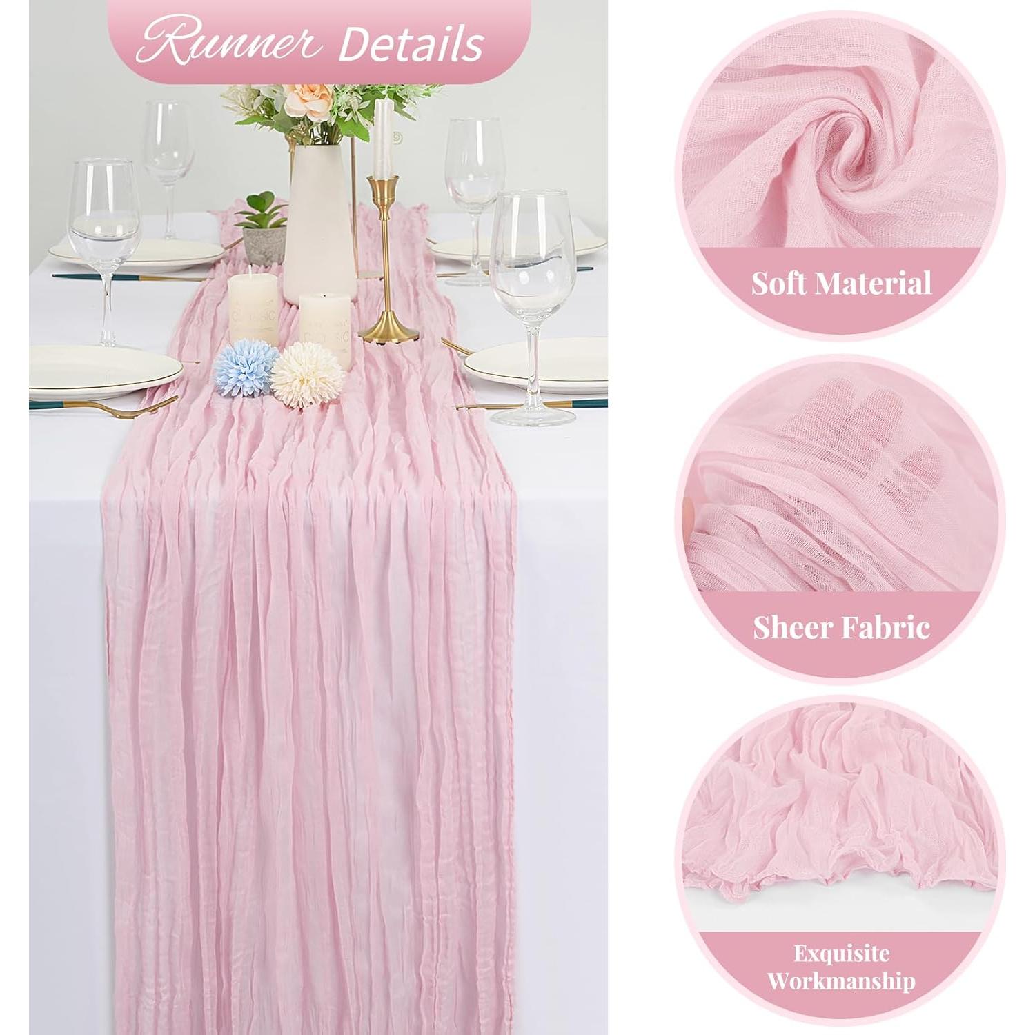 Paquete de 20 Caminos de Mesa de Gasa Rosa Claro 50.8x304.8cm